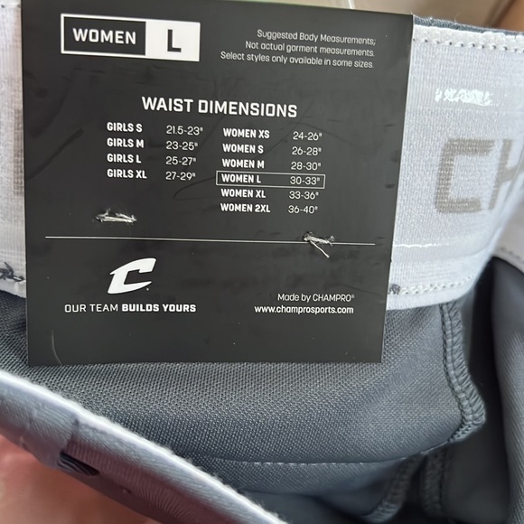 NWT CHAMPRO Womens Large Fast Pitch Softball Pants Gray - Picture 5 of 12
